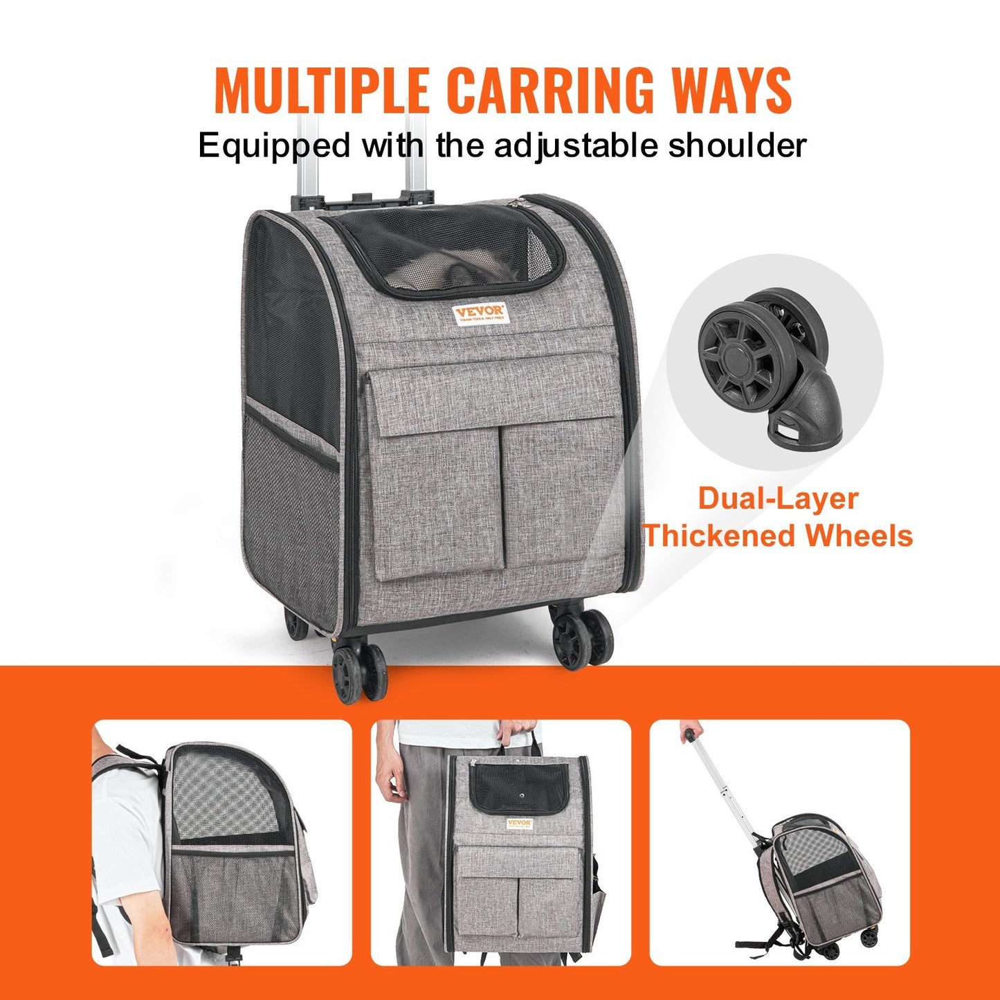 Pet Travel Carrier with Wheels – Portable Rolling Backpack for Small Dogs & Cats (Airline Approved)