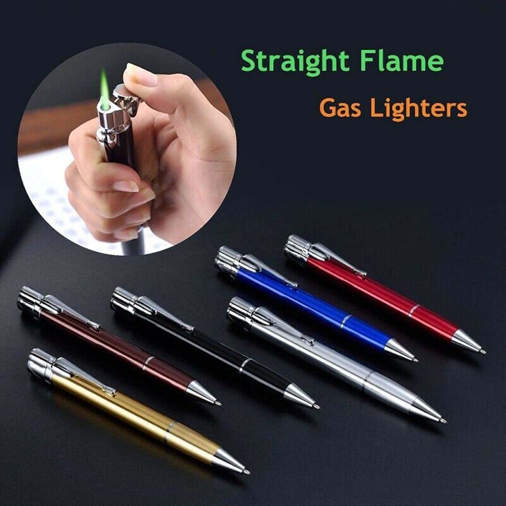 Metal Signature Pen Lighter Windproof Gas Inflatable Jet Lighter