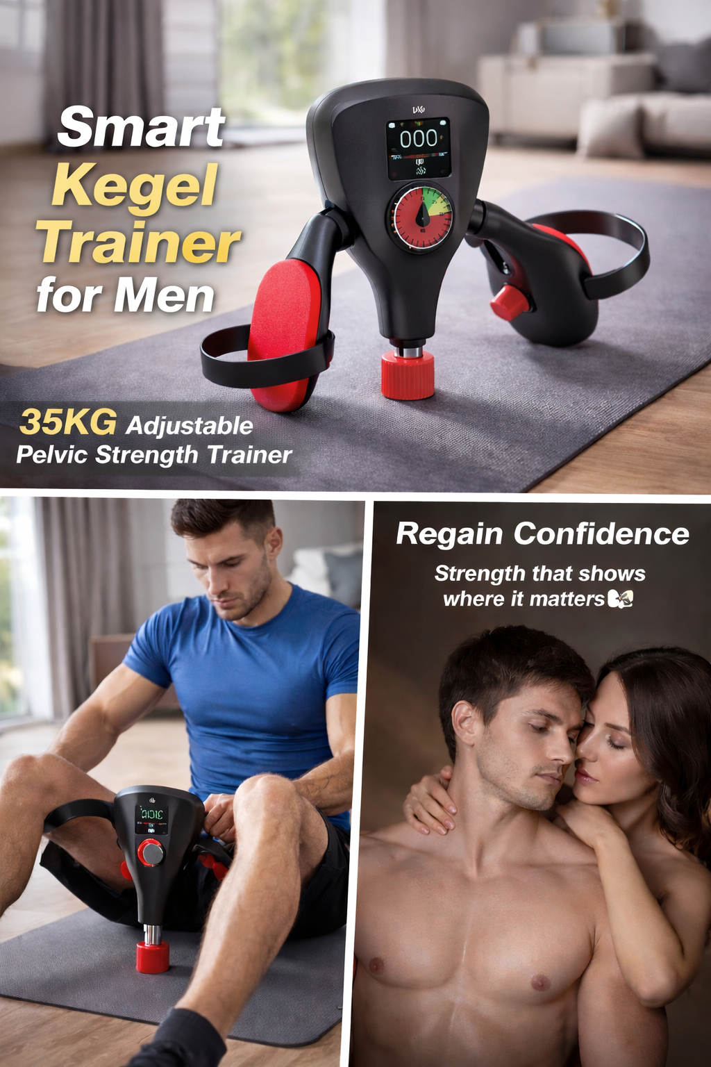Smart Kegel Trainer for Men – 35KG Adjustable Pelvic Strength Trainer